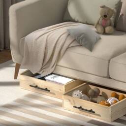 KORVIXA 3-Compartment Wooden Crate Open Storage Box in Natural - Size: 900mm - thumbnail 5