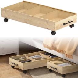 KORVIXA 3-Compartment Wooden Crate Open Storage Box in Natural - Size: 900mm - thumbnail 3