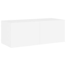 Berkfield Home TV Wall Cabinet with LED Lights White 80x35x31 cm - Size: 80 x 35 x 31 cm - thumbnail 7