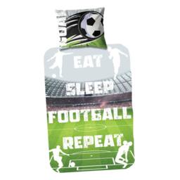 K Collection Its Coming Home Eat Sleep Football Repeat Panel Duvet Set - Size: Single - thumbnail 1