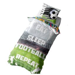 K Collection Its Coming Home Eat Sleep Football Repeat Panel Duvet Set - Size: Single - thumbnail 2