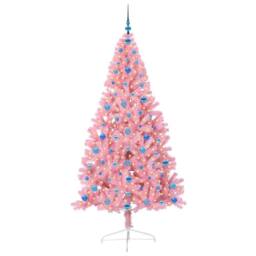 Berkfield Home Artificial Pre-lit Christmas Tree with 300 LEDs Pink 210 cm PVC - thumbnail 3