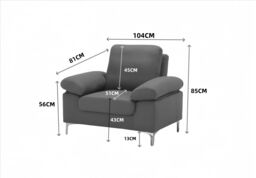 KOSY KOALA Modern One Seater Sofa Blue Fabric with Chrome Feet - Comfortable Couch with Cushion for Living Room, Bedroom or Office - thumbnail 4