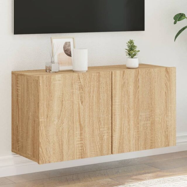 Berkfield Home TV Cabinet Wall-mounted Sonoma Oak 80x30x41 cm in Brown - Size: 80 x 30 x 41 cm - image 1
