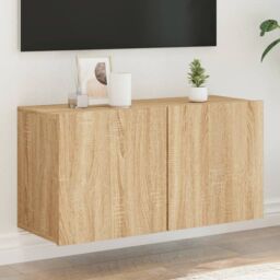 Berkfield Home TV Cabinet Wall-mounted Sonoma Oak 80x30x41 cm in Brown - Size: 80 x 30 x 41 cm - thumbnail 1