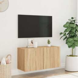 Berkfield Home TV Cabinet Wall-mounted Sonoma Oak 80x30x41 cm in Brown - Size: 80 x 30 x 41 cm - thumbnail 3