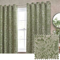 Wylder Nature Bali Botanical Jacquard Eyelet Curtains in Olive - Size: 117 cm width x 183 cm drop - thumbnail 5