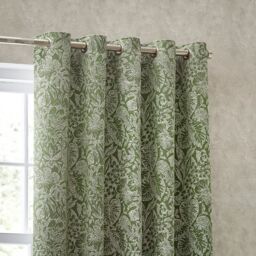 Wylder Nature Bali Botanical Jacquard Eyelet Curtains in Olive - Size: 117 cm width x 183 cm drop - thumbnail 2