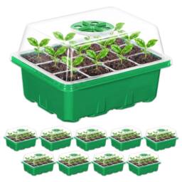 VOGREX Pack of 10 Seed Propagator Trays Seedling Starter Grow Kit in Green - thumbnail 1
