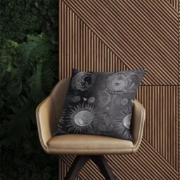 Warren Reed - Designer Black Grey Abstract Sun & Moon Outdoor Cushion - Size: 45 cm x 45 cm - thumbnail 2
