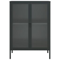 Berkfield Home Sideboard Black 75x35x105 cm Glass & Steel - Size: 75 x 35 x 105 cm - thumbnail 6