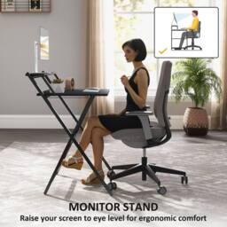 HOMCOM 70 cm Folding Computer Desk for Small Spaces Bedroom, Black - thumbnail 5