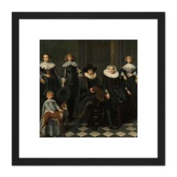 Artery8 Van Santvoort Portrait Family Dirck Bas Jacobsz 8X8 Inch Square Wooden Framed Wall Art Print Picture with Mount in Black - thumbnail 1