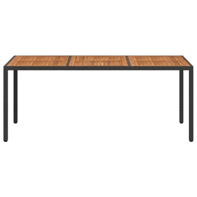 Berkfield Home Garden Table 190x90x75 cm Poly Rattan & Acacia Wood Black - Size: 190 x 90 x 75 cm - image 1