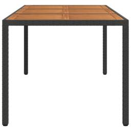 Berkfield Home Garden Table 190x90x75 cm Poly Rattan & Acacia Wood Black - Size: 190 x 90 x 75 cm - thumbnail 4