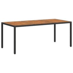 Berkfield Home Garden Table 190x90x75 cm Poly Rattan & Acacia Wood Black - Size: 190 x 90 x 75 cm - thumbnail 5