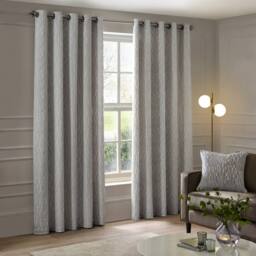 Paoletti Manhattan Velvet Eyelet Curtain Pair in Silver - Size: 229 cm width x 183 cm drop - thumbnail 2