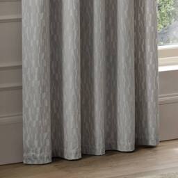 Paoletti Manhattan Velvet Eyelet Curtain Pair in Silver - Size: 229 cm width x 183 cm drop - thumbnail 4