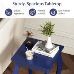 Gymax Set of 2 End Tables 2-Tier Accent Table Shelf with Elegant Curved Legs in Blue - thumbnail 5