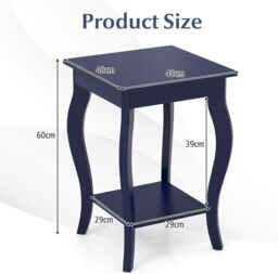 Gymax Set of 2 End Tables 2-Tier Accent Table Shelf with Elegant Curved Legs in Blue - thumbnail 3