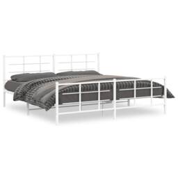 Berkfield Home Metal Bed Frame without Mattress with Footboard White 193x203cm - Size: 193x203 cm - thumbnail 3