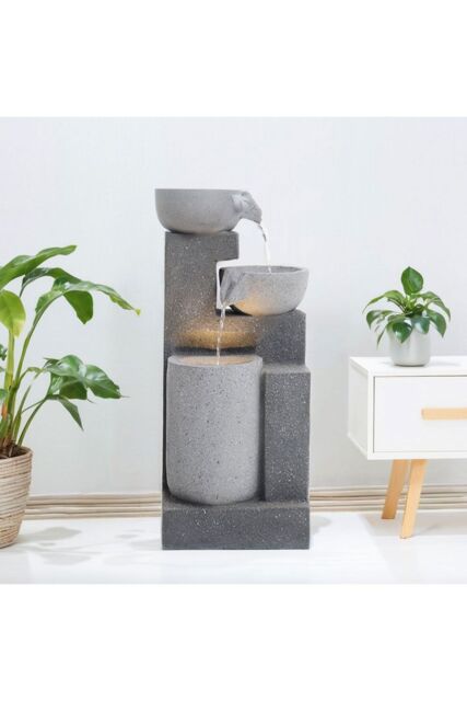 Garden Sanctuary 3-Tier Solar Powered Water Fountain Outdoor Rockery Deco in Natural - image 1