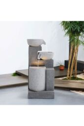 Garden Sanctuary 3-Tier Solar Powered Water Fountain Outdoor Rockery Deco in Natural - thumbnail 2