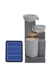 Garden Sanctuary 3-Tier Solar Powered Water Fountain Outdoor Rockery Deco in Natural - thumbnail 3