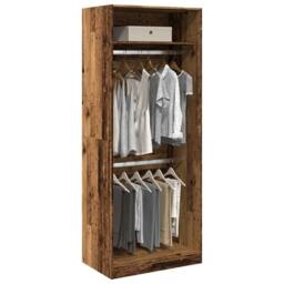 Berkfield Home Wardrobe Old Wood 80x50x200 cm Engineered Wood in Brown - Size: 80 x 50 x 200 cm - thumbnail 2