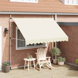 Berkfield Home Manual Retractable Awning 300 cm Cream in Beige - thumbnail 2