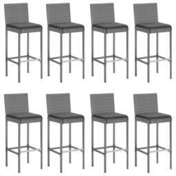 Berkfield Home Beautiful 9 Piece Garden Bar Set with Cushions Grey Poly Rattan - thumbnail 4