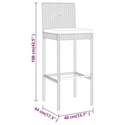 Berkfield Home Beautiful 9 Piece Garden Bar Set with Cushions Grey Poly Rattan - thumbnail 7