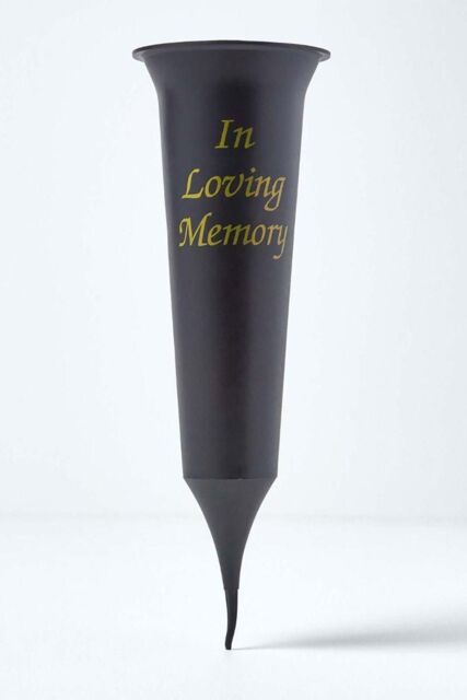 Homescapes In Loving Memory Flute Spike Flower Vase Grave Pot in Black - image 1