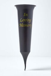 Homescapes In Loving Memory Flute Spike Flower Vase Grave Pot in Black
