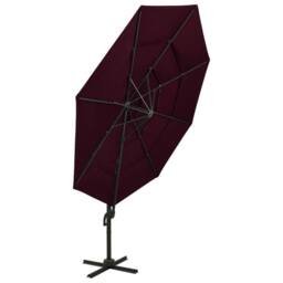 Berkfield Home Harmful 4-Tier Parasol with Aluminium Pole Bordeaux Red 3x3 m in Burgundy - thumbnail 1