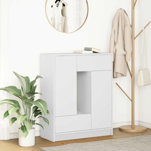 Berkfield Home Sideboard with Drawers & Doors White 73x31x90 cm - Size: 73 x 31 x 90 cm - image 1