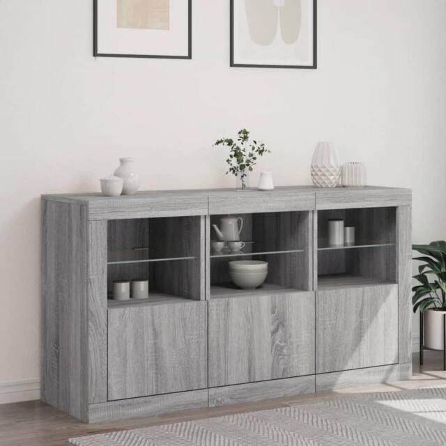 Berkfield Home Sideboard with LED Lights Grey Sonoma 123x37x67 cm - Size: 123 x 37 x 67 cm - image 1