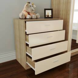 ERGOVEXA Chest of Drawers Oak Cream 4 Drawer Home Bedroom Furniture Clothes - thumbnail 3
