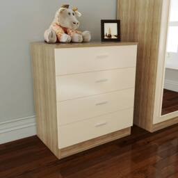 ERGOVEXA Chest of Drawers Oak Cream 4 Drawer Home Bedroom Furniture Clothes - thumbnail 1