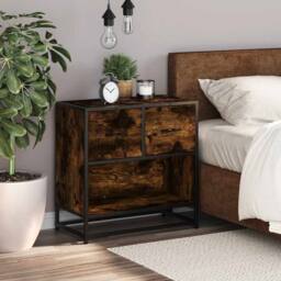 Berkfield Home Elegant Bedside Cabinet Smoked Oak 60x31x60 cm Engineered Wood an in Brown - Size: 60 x 31 x 60 cm - thumbnail 1