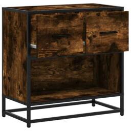 Berkfield Home Elegant Bedside Cabinet Smoked Oak 60x31x60 cm Engineered Wood an in Brown - Size: 60 x 31 x 60 cm - thumbnail 8