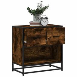 Berkfield Home Elegant Bedside Cabinet Smoked Oak 60x31x60 cm Engineered Wood an in Brown - Size: 60 x 31 x 60 cm - thumbnail 2