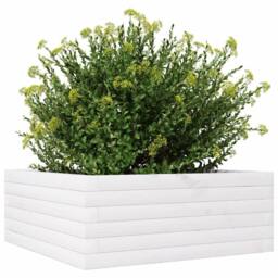 Berkfield Home Decorative Garden Planter White 60x60x23 cm Solid Wood Pine - Size: 60 x 60 x 23 cm - thumbnail 4