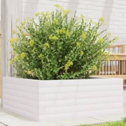 Berkfield Home Decorative Garden Planter White 60x60x23 cm Solid Wood Pine - Size: 60 x 60 x 23 cm - thumbnail 2
