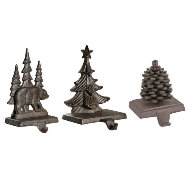 Dibor Pack of 3 Woodland Decorative Fireplace Stocking Holder Christmas Stocking Holders in Brown - Size: 3 Pack - image 1