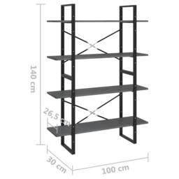 Berkfield Home Decorative 4-Tier Book Cabinet Grey 100x30x140 cm Solid Pine Wood - Size: 100 x 30 x 140 cm - thumbnail 8