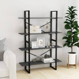 Berkfield Home Decorative 4-Tier Book Cabinet Grey 100x30x140 cm Solid Pine Wood - Size: 100 x 30 x 140 cm - thumbnail 1