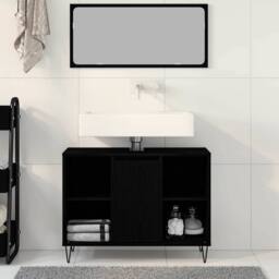 Berkfield Home Stylish Black Oak Vanity Black Oak MDF Medium Black Oak Vanity - thumbnail 4