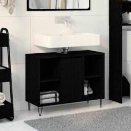 Berkfield Home Stylish Black Oak Vanity Black Oak MDF Medium Black Oak Vanity - thumbnail 2