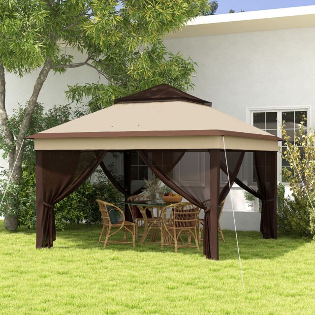 OUTSUNNY 3 x 3(m) Pop Up Gazebo Tent with Netting, Height Adjustable - image 1
